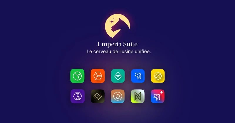 Schéma illustrant l'optimisation de la chaîne de fabrication par l'intégration des modules Emperia Suite (Prod, PLM, Flow).