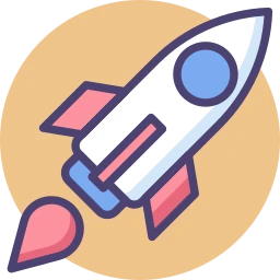 Icône de fusée symbolisant la rapidité du support ERP et la réduction des temps d'arrêt.